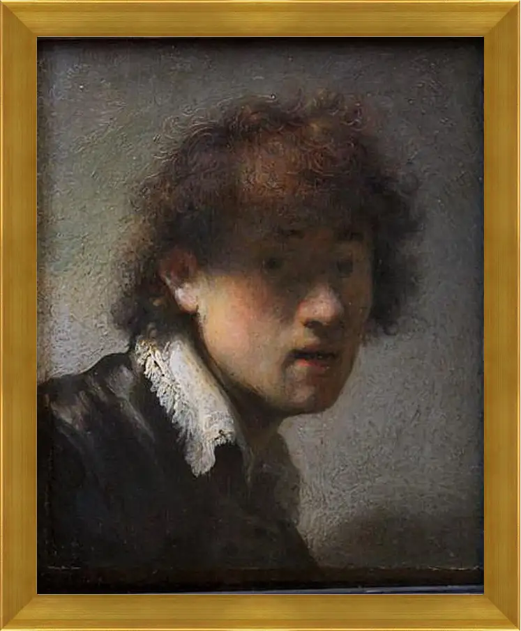 Картина в раме - Self-portrait at early age. Рембрандт