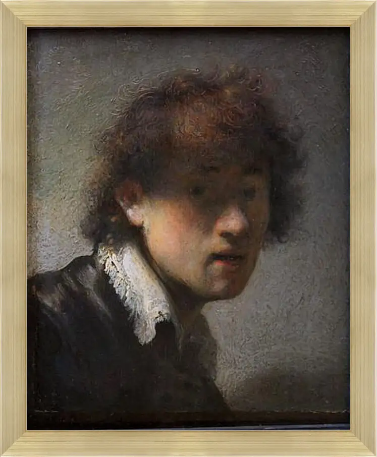 Картина в раме - Self-portrait at early age. Рембрандт