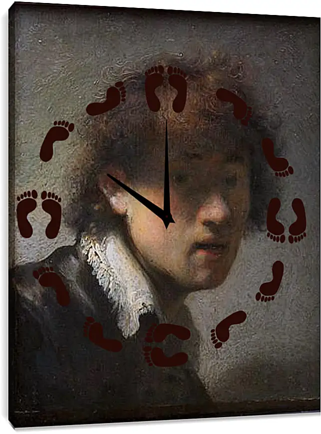 Часы картина - Self-portrait at early age. Рембрандт