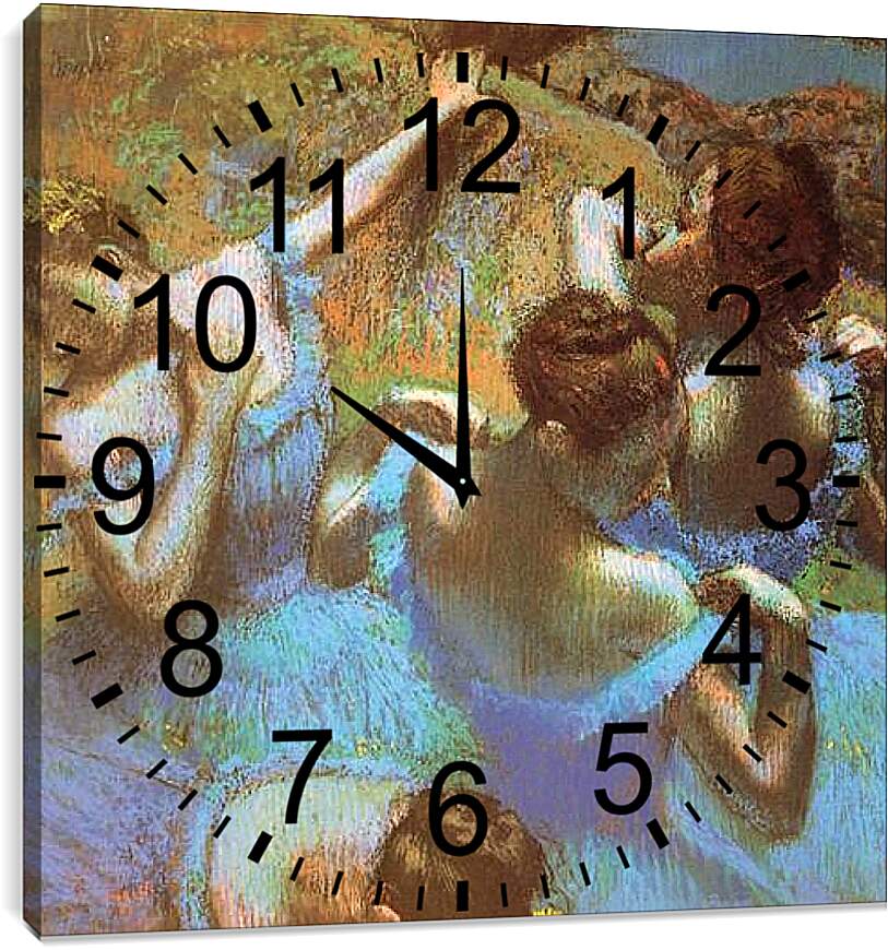 Часы картина - Голубые танцовщицы. Эдгар Дега