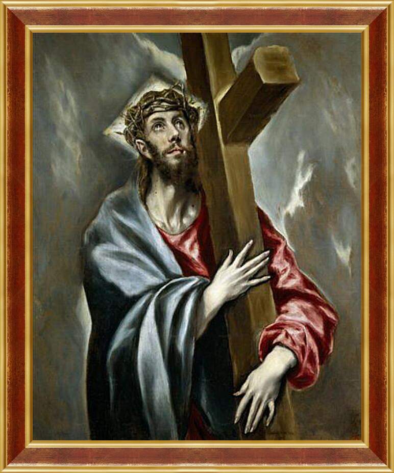 Картина в раме - Christ Clasping the Cross. Эль Греко