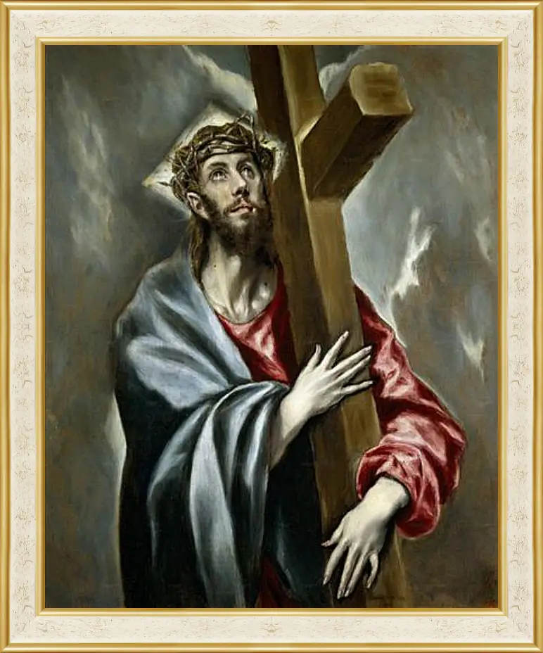 Картина в раме - Christ Clasping the Cross. Эль Греко