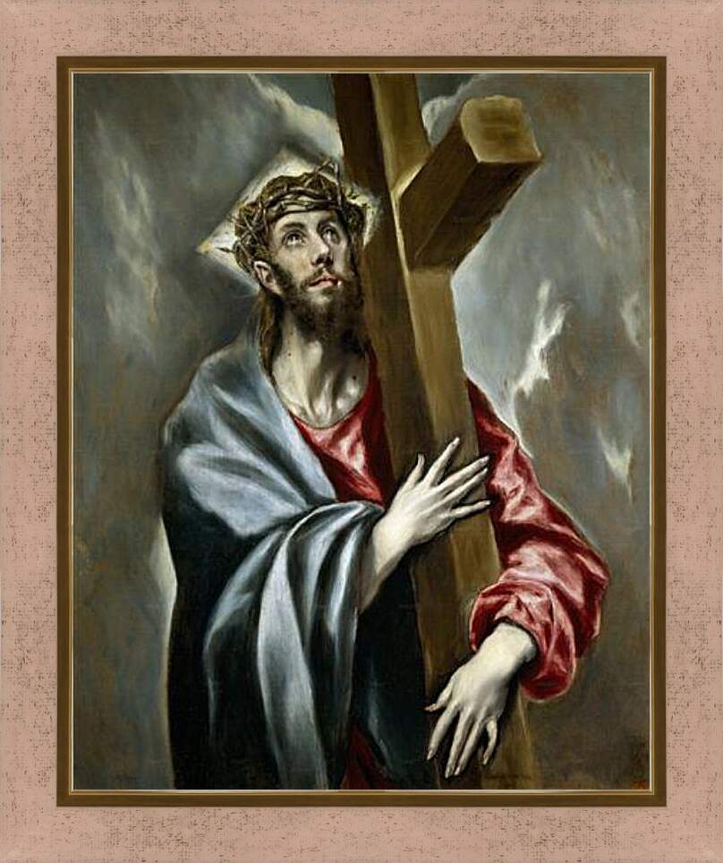 Картина в раме - Christ Clasping the Cross. Эль Греко