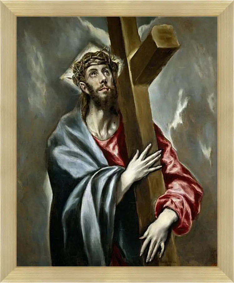 Картина в раме - Christ Clasping the Cross. Эль Греко