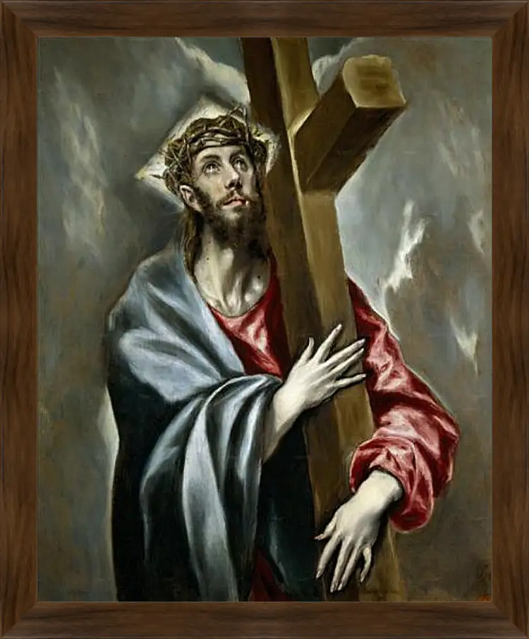 Картина в раме - Christ Clasping the Cross. Эль Греко