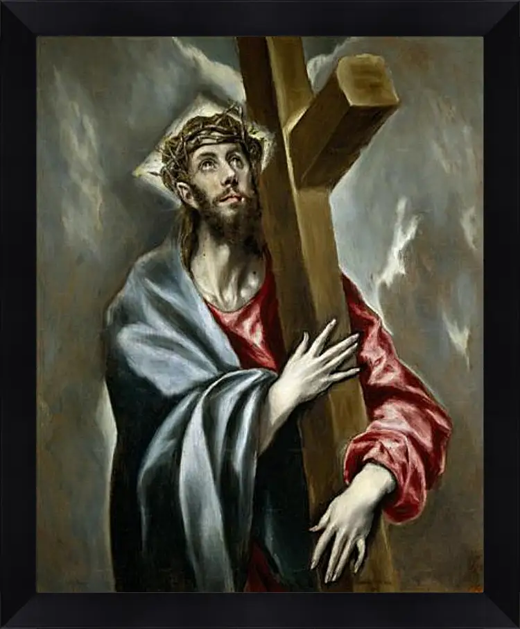 Картина в раме - Christ Clasping the Cross. Эль Греко