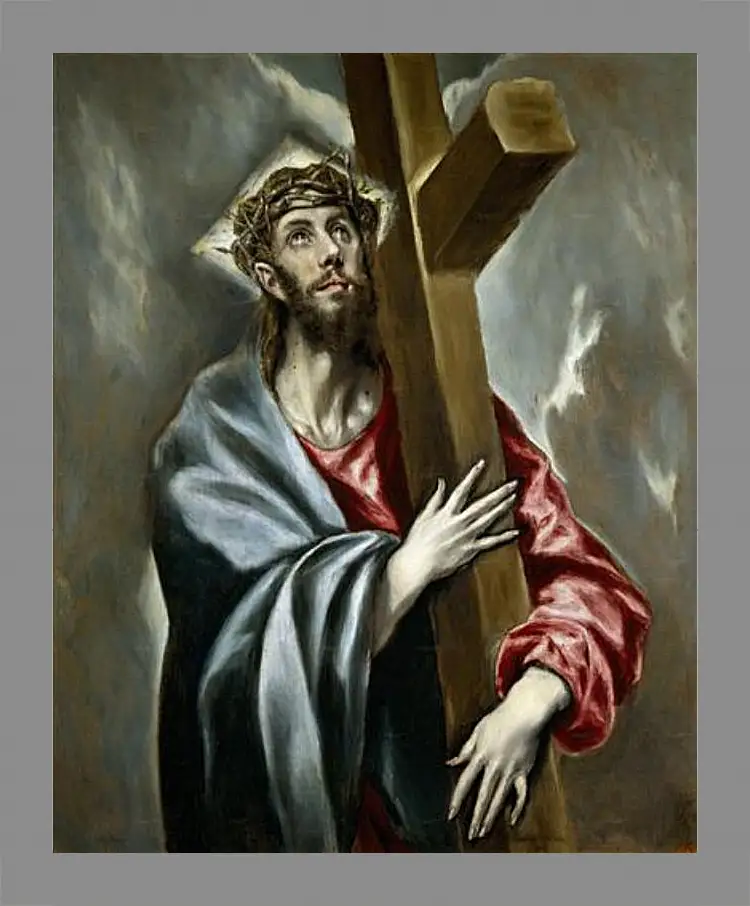 Картина в раме - Christ Clasping the Cross. Эль Греко