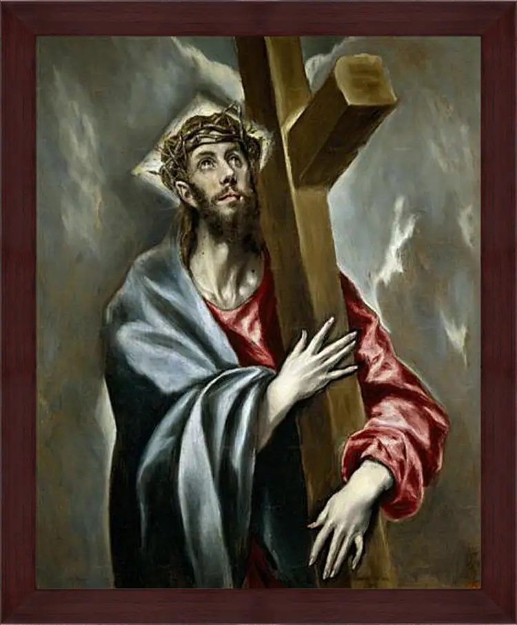 Картина в раме - Christ Clasping the Cross. Эль Греко