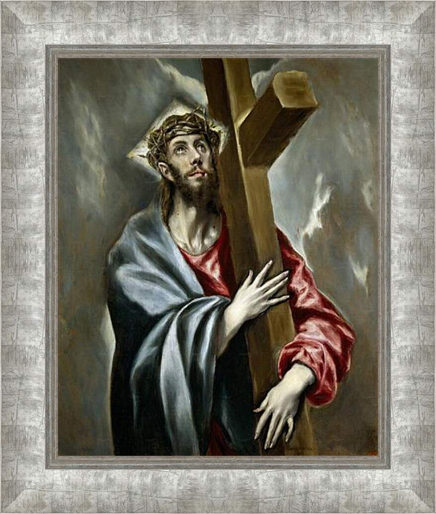 Картина в раме - Christ Clasping the Cross. Эль Греко