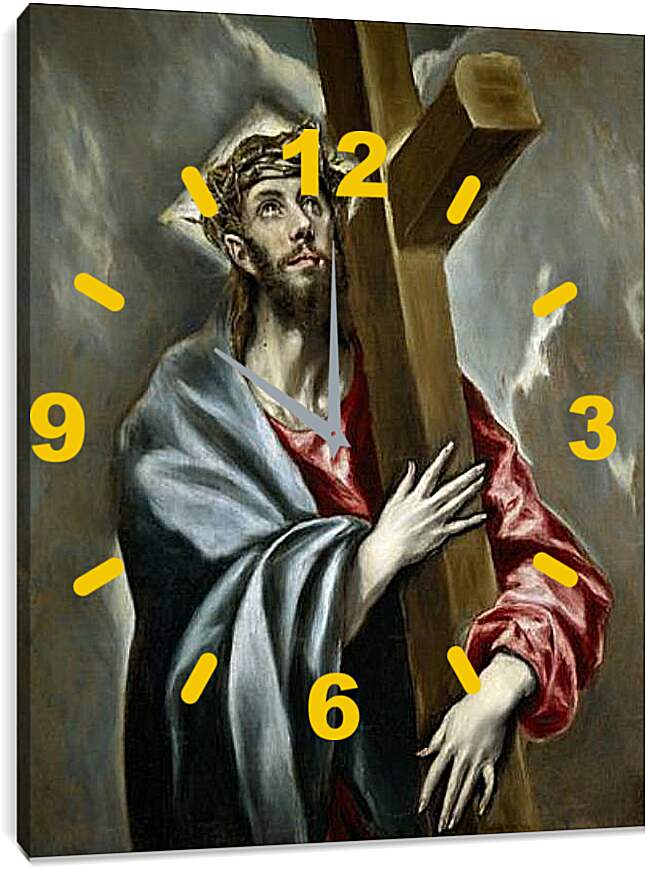 Часы картина - Christ Clasping the Cross. Эль Греко