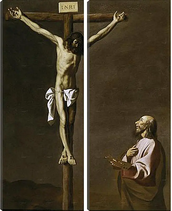 Модульная картина - Saint Luke as a painter,before christ on the Cross. Святой Лука перед Распятым Христом. Франсиско де Сурбаран