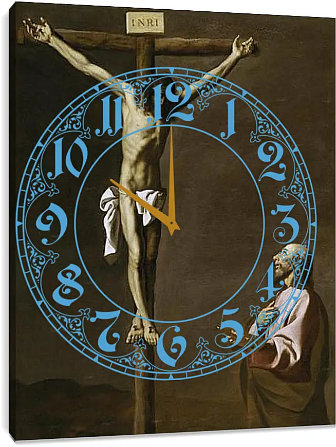 Часы картина - Saint Luke as a painter,before christ on the Cross. Святой Лука перед Распятым Христом. Франсиско де Сурбаран