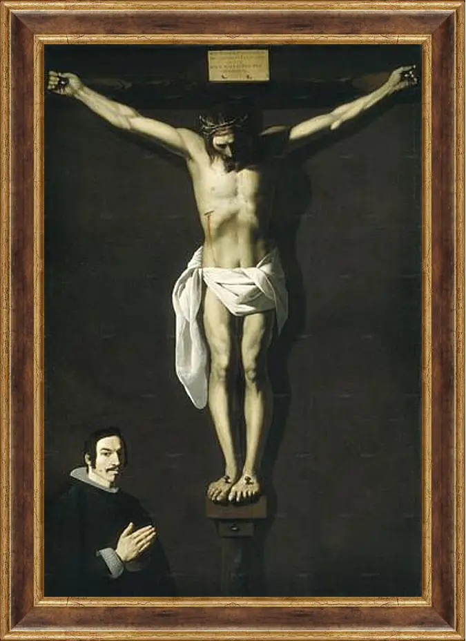 Картина в раме - Christ Crucified with the Sponsor. Распятие с донатором. Франсиско де Сурбаран