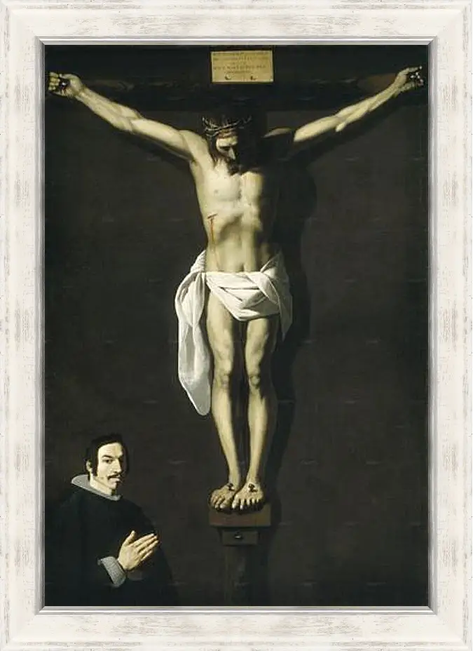 Картина в раме - Christ Crucified with the Sponsor. Распятие с донатором. Франсиско де Сурбаран