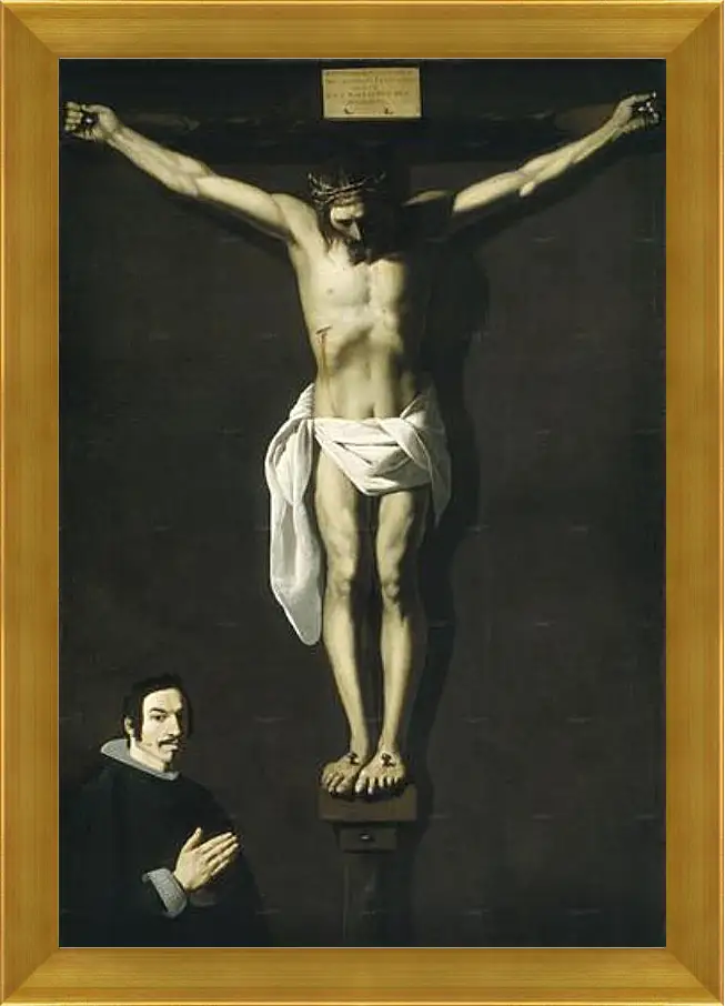 Картина в раме - Christ Crucified with the Sponsor. Распятие с донатором. Франсиско де Сурбаран