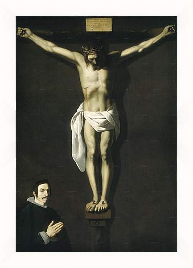 Картина в раме - Christ Crucified with the Sponsor. Распятие с донатором. Франсиско де Сурбаран