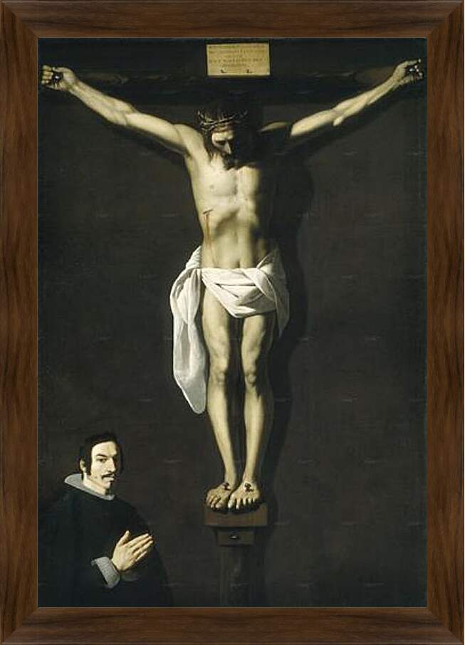 Картина в раме - Christ Crucified with the Sponsor. Распятие с донатором. Франсиско де Сурбаран