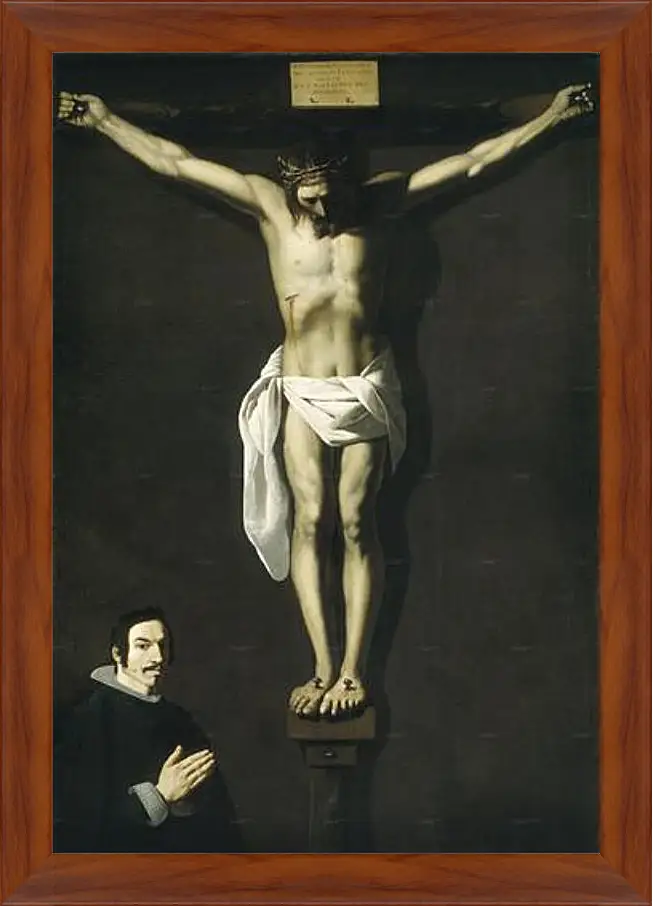 Картина в раме - Christ Crucified with the Sponsor. Распятие с донатором. Франсиско де Сурбаран