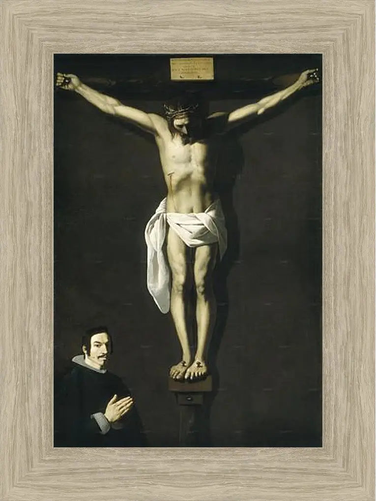 Картина в раме - Christ Crucified with the Sponsor. Распятие с донатором. Франсиско де Сурбаран