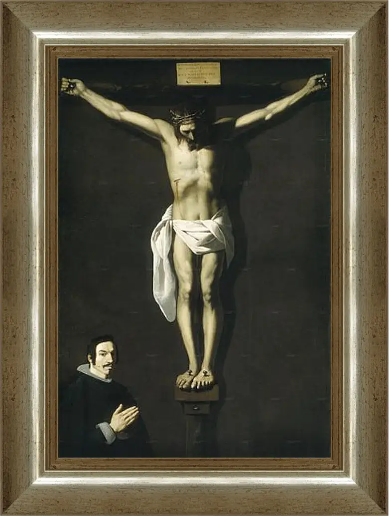 Картина в раме - Christ Crucified with the Sponsor. Распятие с донатором. Франсиско де Сурбаран