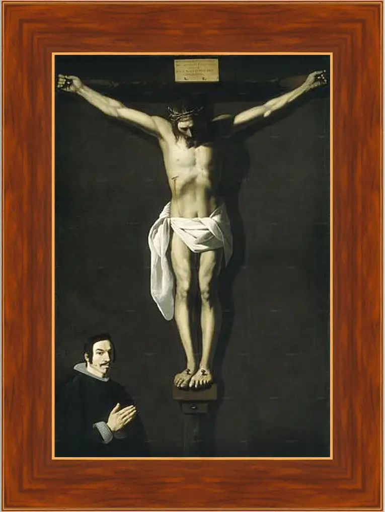 Картина в раме - Christ Crucified with the Sponsor. Распятие с донатором. Франсиско де Сурбаран