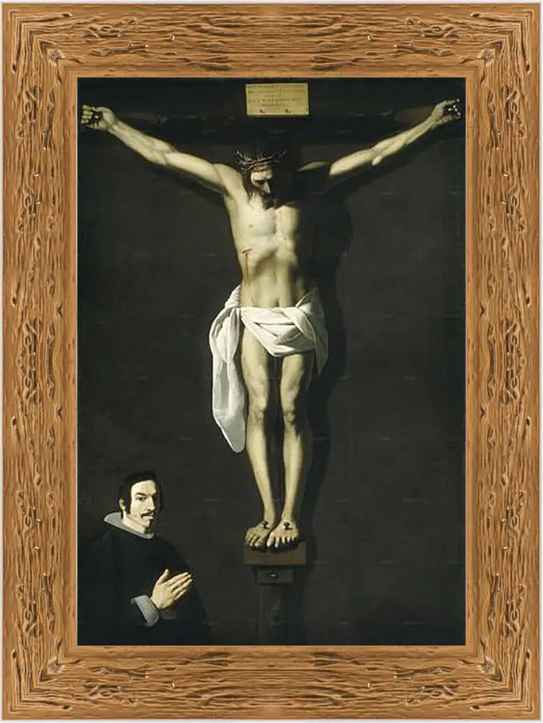 Картина в раме - Christ Crucified with the Sponsor. Распятие с донатором. Франсиско де Сурбаран