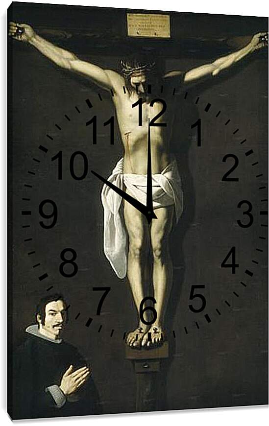Часы картина - Christ Crucified with the Sponsor. Распятие с донатором. Франсиско де Сурбаран