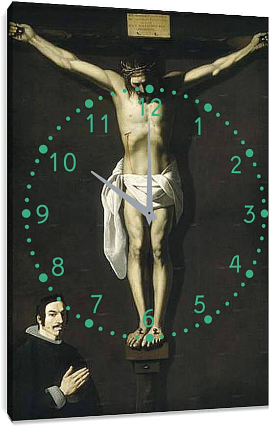 Часы картина - Christ Crucified with the Sponsor. Распятие с донатором. Франсиско де Сурбаран