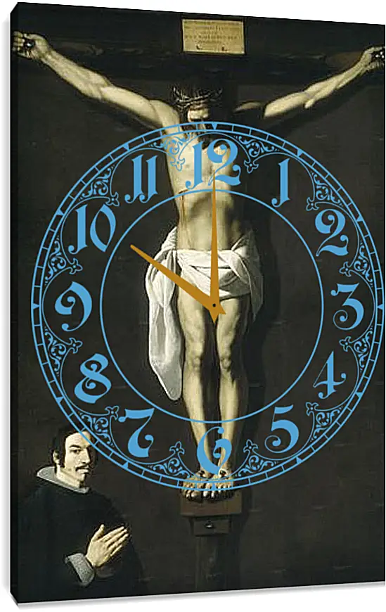 Часы картина - Christ Crucified with the Sponsor. Распятие с донатором. Франсиско де Сурбаран