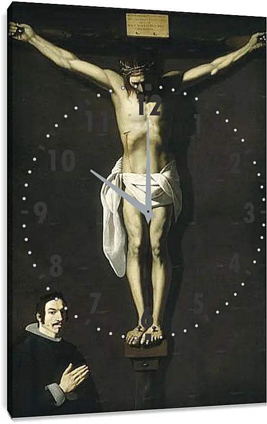 Часы картина - Christ Crucified with the Sponsor. Распятие с донатором. Франсиско де Сурбаран