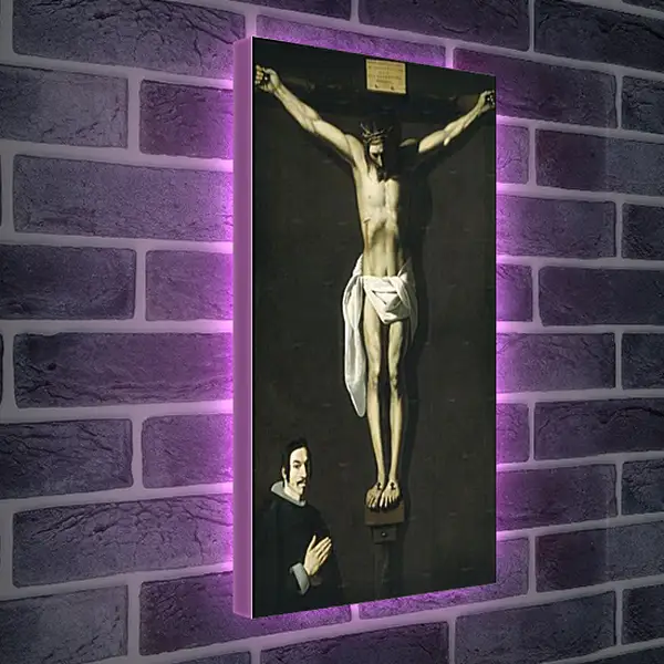 Лайтбокс световая панель - Christ Crucified with the Sponsor. Распятие с донатором. Франсиско де Сурбаран