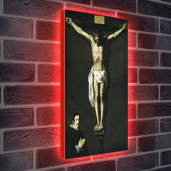 Лайтбокс световая панель - Christ Crucified with the Sponsor. Распятие с донатором. Франсиско де Сурбаран