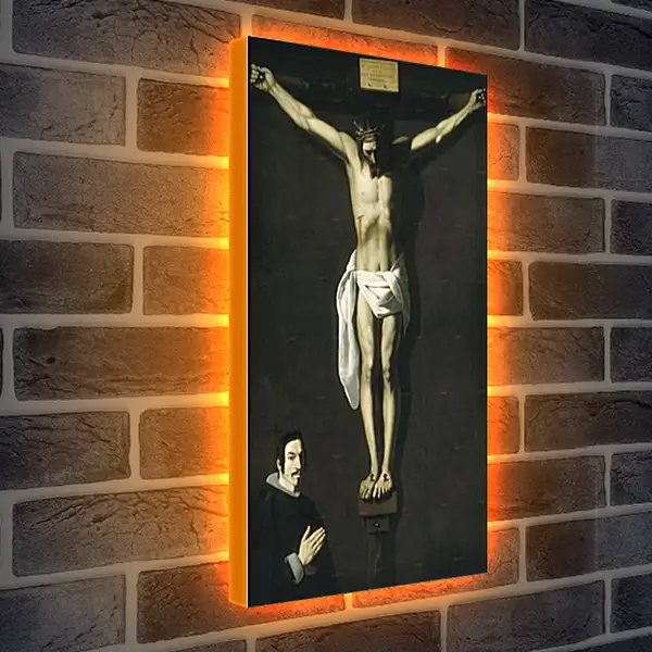 Лайтбокс световая панель - Christ Crucified with the Sponsor. Распятие с донатором. Франсиско де Сурбаран