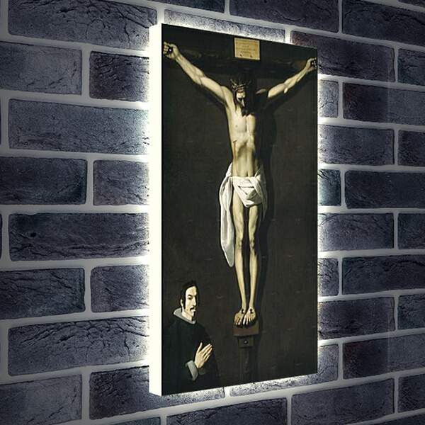 Лайтбокс световая панель - Christ Crucified with the Sponsor. Распятие с донатором. Франсиско де Сурбаран