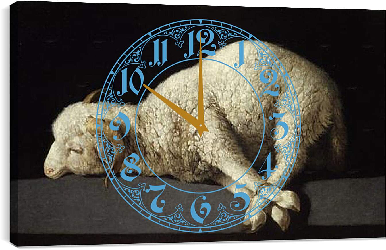 Часы картина - Agnus Dei. Агнец божий. Франсиско де Сурбаран