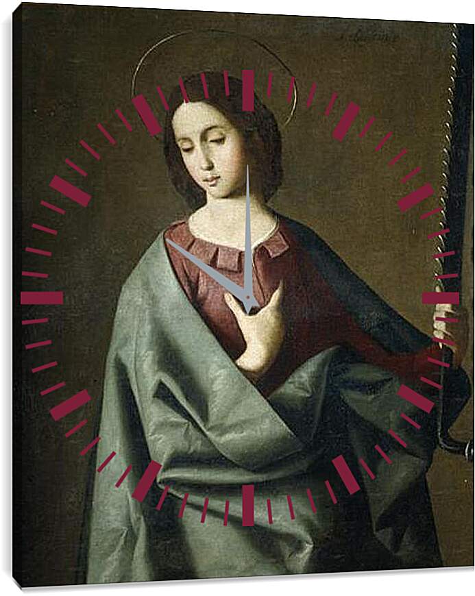 Часы картина - Saint Eufemia. Святая Евфимия. Франсиско де Сурбаран