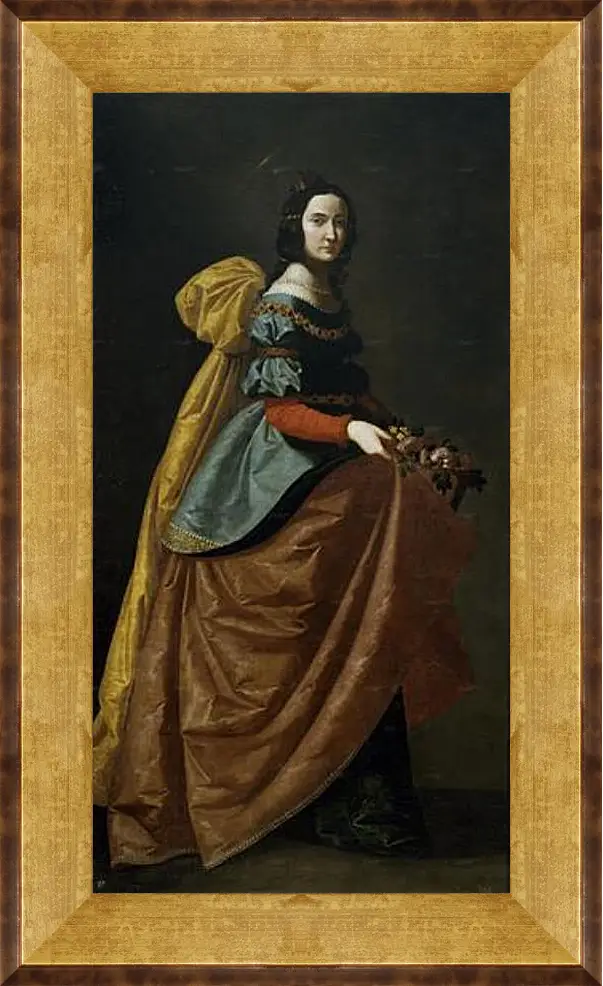 Картина в раме - Saint Elisabeth of Portugal. Святая Изабелла Португальская. Франсиско де Сурбаран