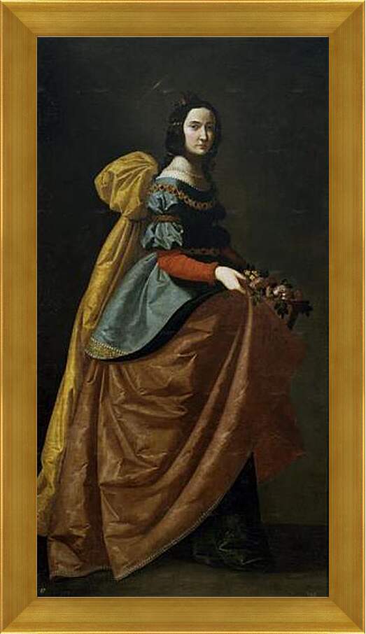 Картина в раме - Saint Elisabeth of Portugal. Святая Изабелла Португальская. Франсиско де Сурбаран