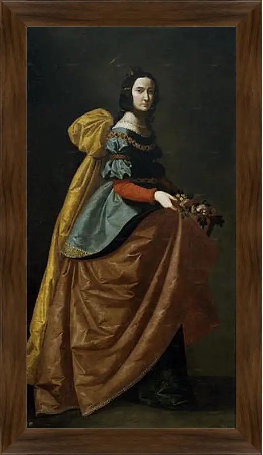 Картина в раме - Saint Elisabeth of Portugal. Святая Изабелла Португальская. Франсиско де Сурбаран