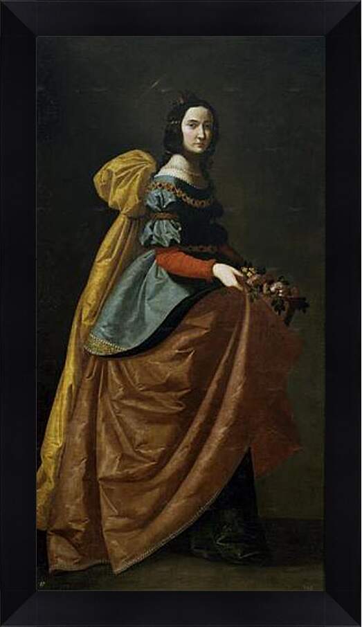 Картина в раме - Saint Elisabeth of Portugal. Святая Изабелла Португальская. Франсиско де Сурбаран