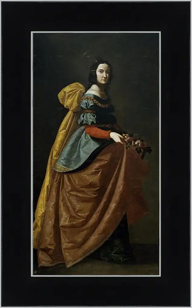 Картина в раме - Saint Elisabeth of Portugal. Святая Изабелла Португальская. Франсиско де Сурбаран