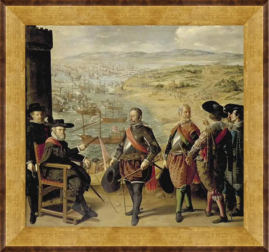 Картина в раме - The Defense of Cadiz againts the English. Оборона Кадиса против англичан. Франсиско де Сурбаран