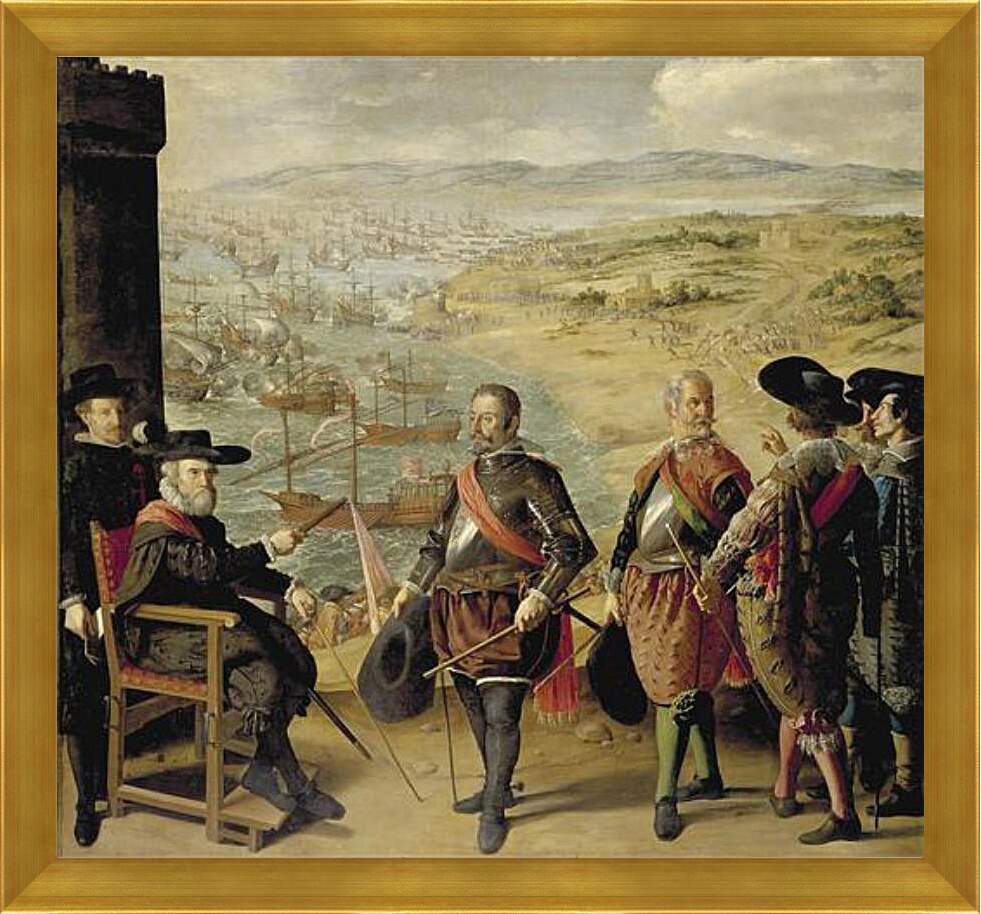 Картина в раме - The Defense of Cadiz againts the English. Оборона Кадиса против англичан. Франсиско де Сурбаран