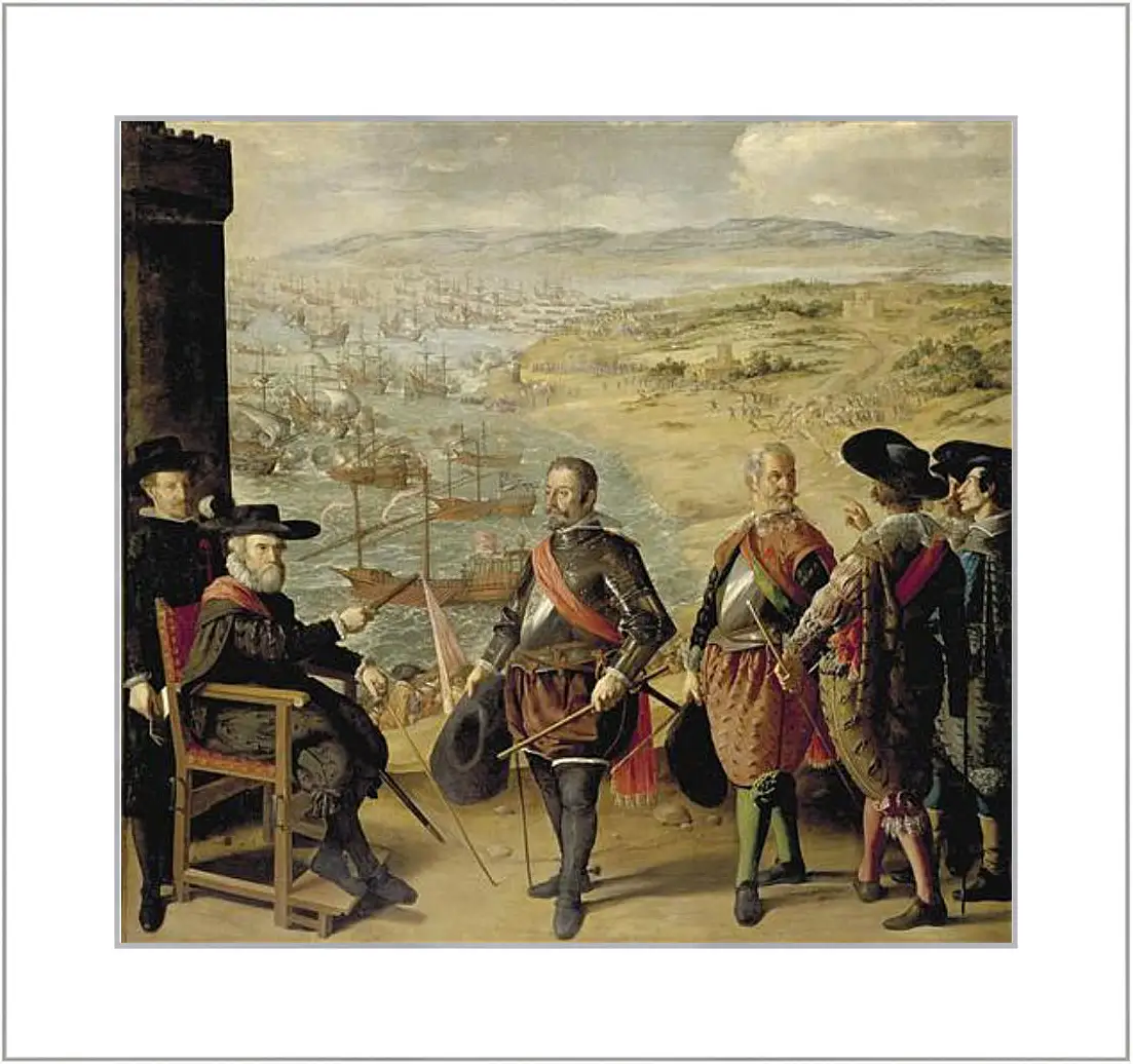 Картина в раме - The Defense of Cadiz againts the English. Оборона Кадиса против англичан. Франсиско де Сурбаран