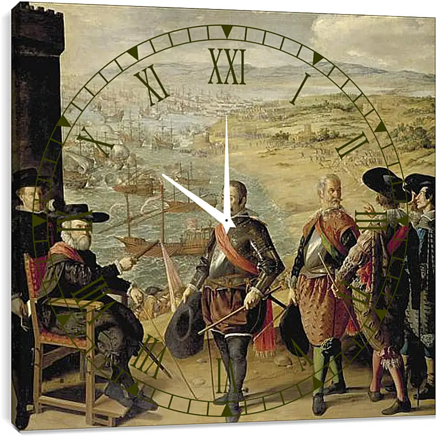 Часы картина - The Defense of Cadiz againts the English. Оборона Кадиса против англичан. Франсиско де Сурбаран