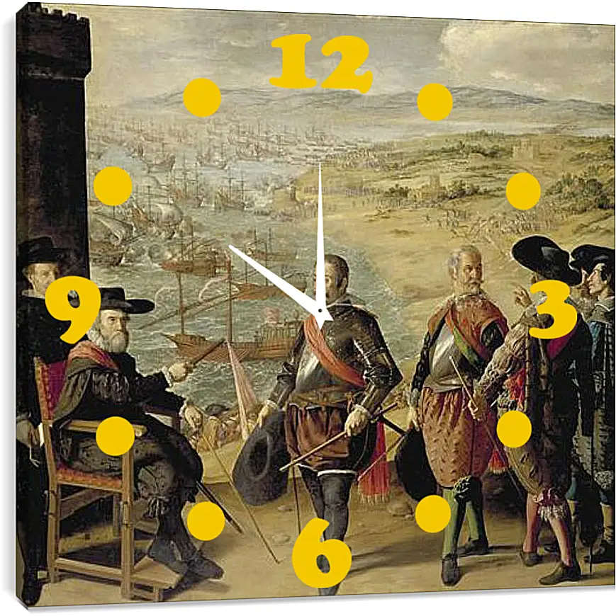 Часы картина - The Defense of Cadiz againts the English. Оборона Кадиса против англичан. Франсиско де Сурбаран