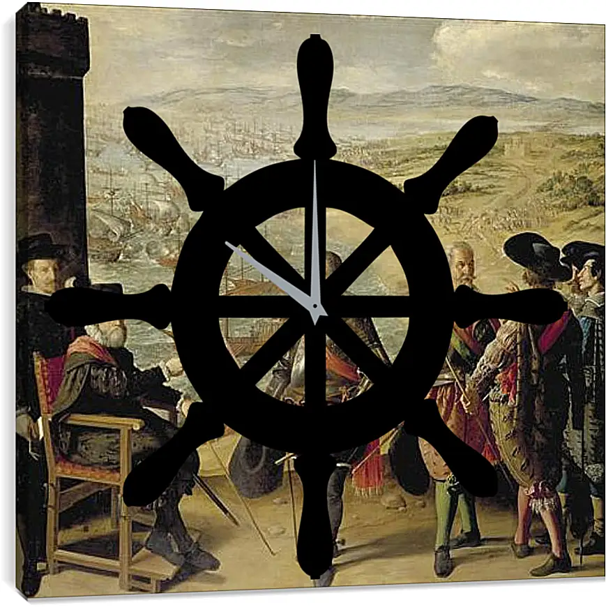Часы картина - The Defense of Cadiz againts the English. Оборона Кадиса против англичан. Франсиско де Сурбаран