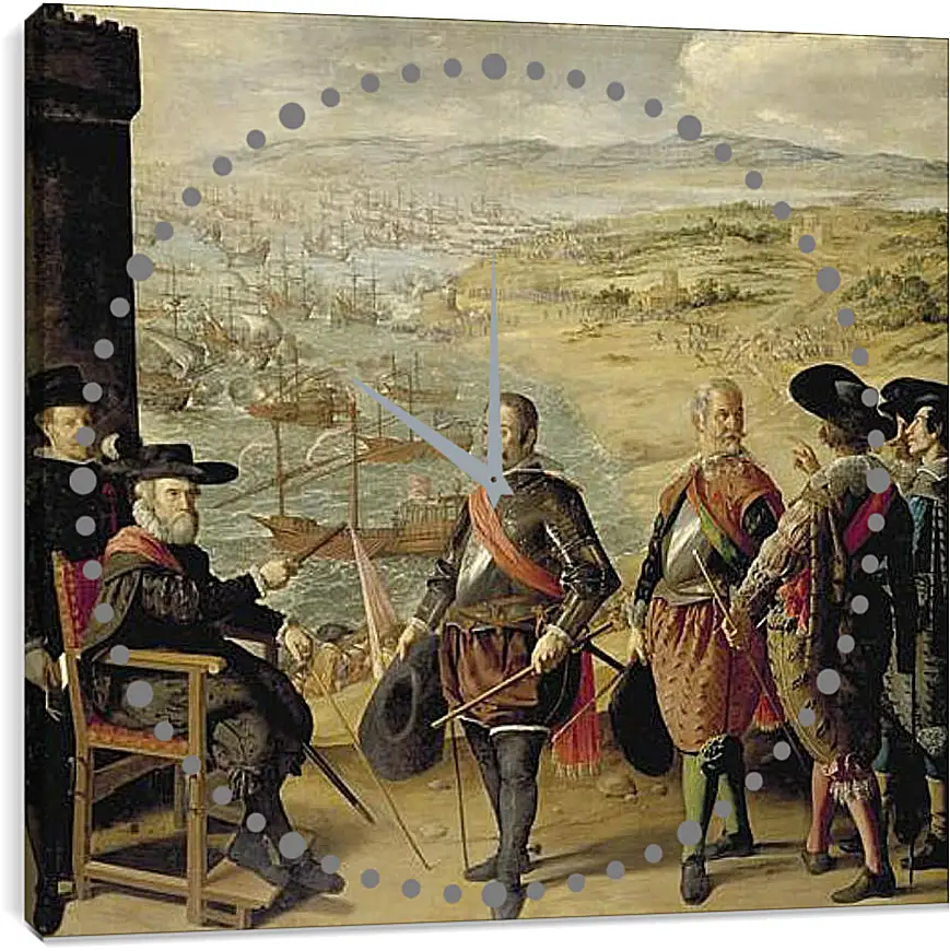 Часы картина - The Defense of Cadiz againts the English. Оборона Кадиса против англичан. Франсиско де Сурбаран