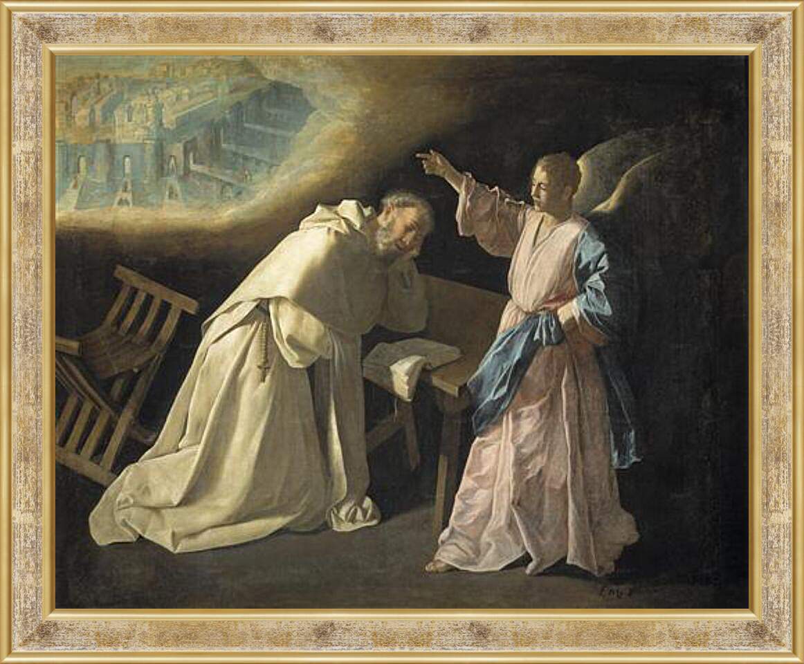 Картина в раме - Saint Peter Naloscos Vision. Видение святого Петра Ноласко. Франсиско де Сурбаран