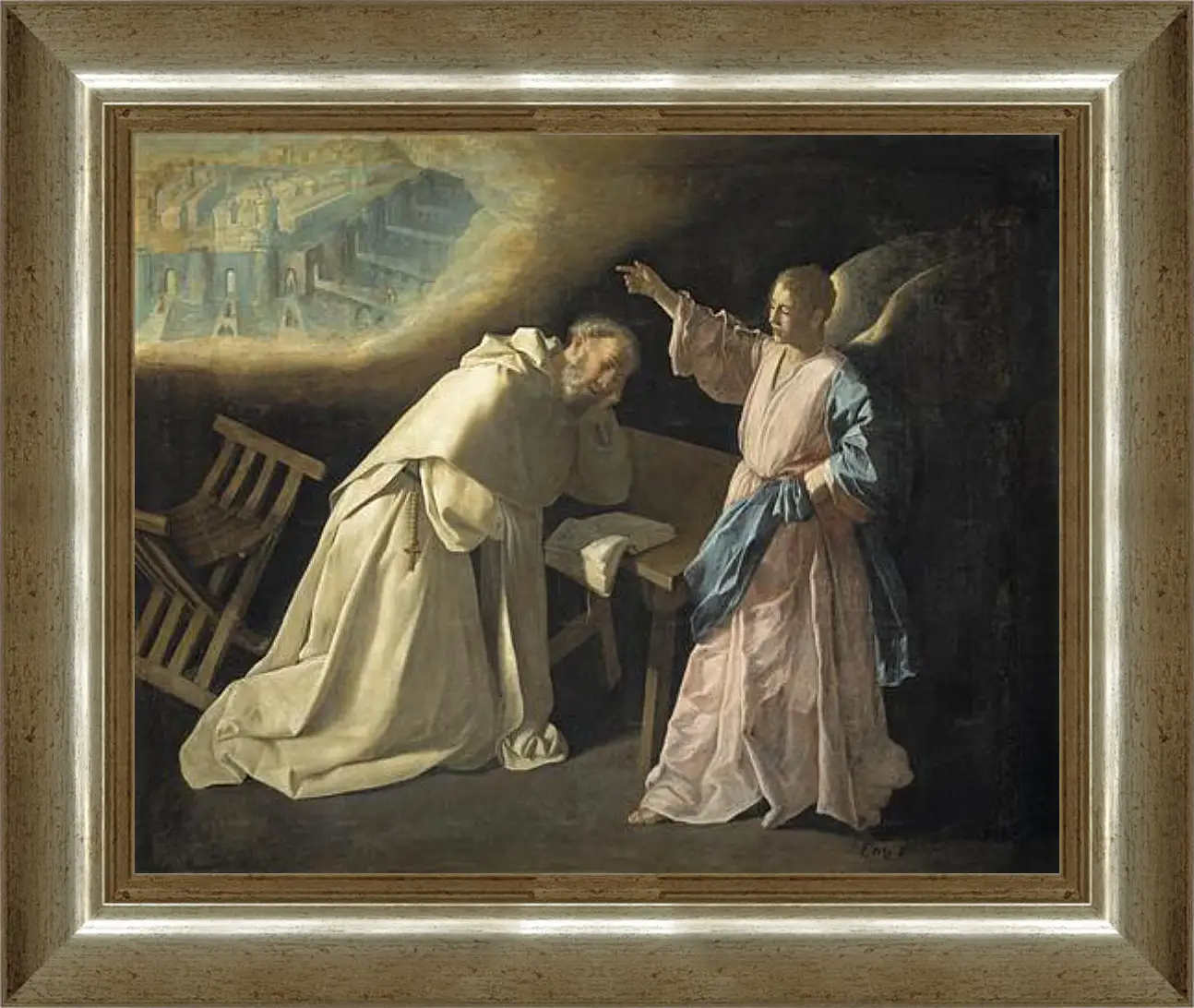Картина в раме - Saint Peter Naloscos Vision. Видение святого Петра Ноласко. Франсиско де Сурбаран